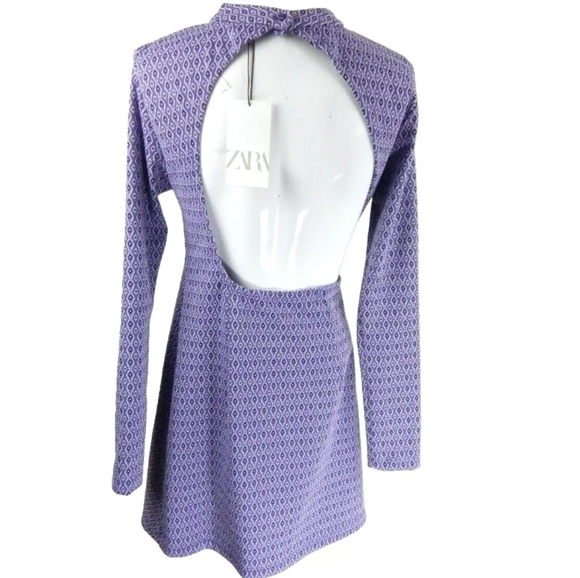 Zara Lilac Jacquard Mini Dress - Picture 4 of 6